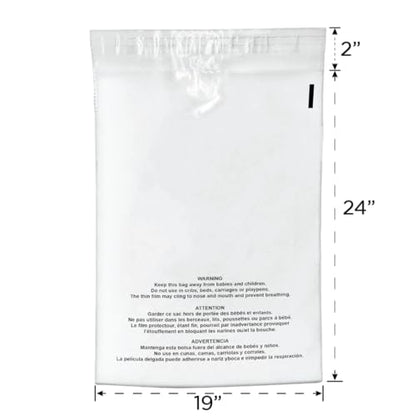 100 Count 19x24 Clear Poly Bags with Suffocation Warning, 1.5 Mil