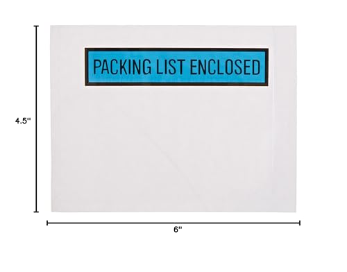 Aviditi PL488 Poly Envelope, Legend "PACKING LIST ENCLOSED", 4-1/2" Length x 6" Width, 2 mil Thick, Blue (Case of 1000) - color: Blue