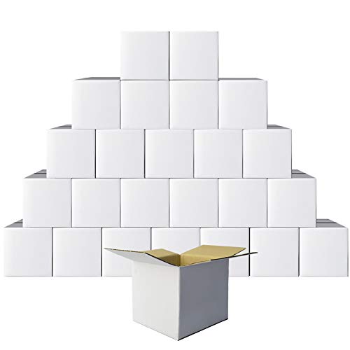 Calenzana 6x6x6 Inches Shipping Boxes Set of 25, White Corrugated Cardboard Box for Packing Mailing Small Business - size: 6x6x6, style: 25 Pack