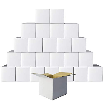 Calenzana 6x6x6 Inches Shipping Boxes Set of 25, White Corrugated Cardboard Box for Packing Mailing Small Business - size: 6x6x6, style: 25 Pack