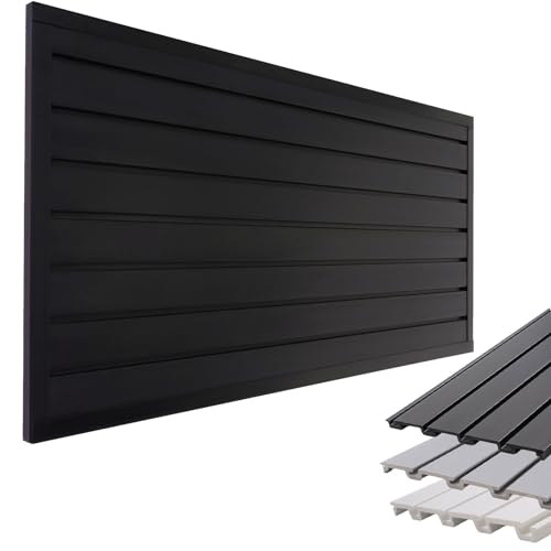 FRAYSCENT Slat Wall Paneling Garage Wall Organizer, Slatwall Panels Garage Tool Organizer Wall Mount Garage Slat Wall Storage Systems, Slat Board PVC Wall Panels Garage Storage (Black, 4ftx2ft) - color: Black, size: 4x2ft