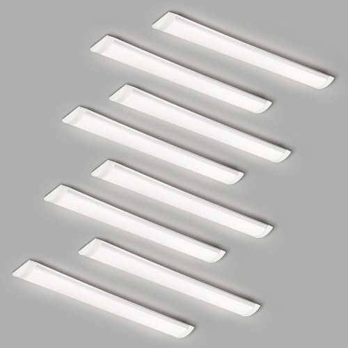 8 Packs 2FT LED Batten, Ultra-Thin Ceiling Surface Mounted Fixture, 20W, Day Light 4000K, IP20, for Garage, Shop, Hallway, Office, Market, Ver.2 - color: Aluminum 8 PCS
