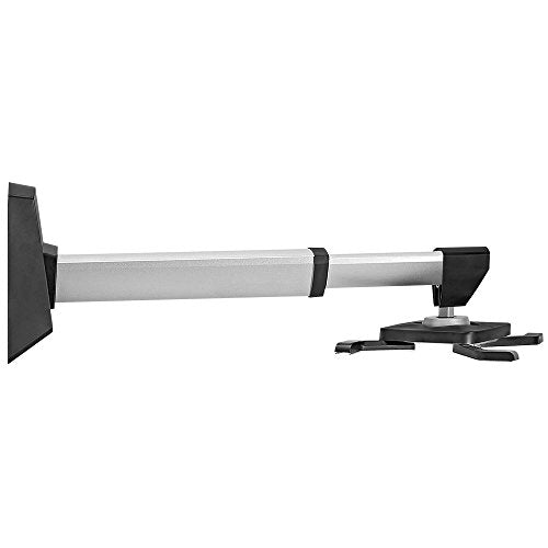 Cmple - Aluminum Short Throw Projector Wall Mount, Tilt & 360 Degree Swivel Wall Projector Bracket Mount with Telescopic Slide for LCD LED Projectors - Max 22lbs (Silver/Black) - color: Wall - 12.3Inch