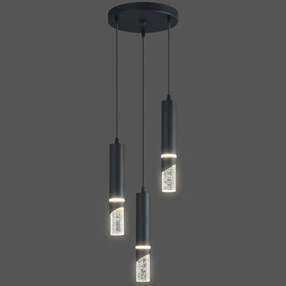 Modern Dimmable Led Pendant Lights Kitchen Island, Ideal for Living Room, Bedroom,Sink 18w LED Crystal Energy-Saving Hanging Lamp for Cozy Lighting (Black 3 Light) - size: 3-Light