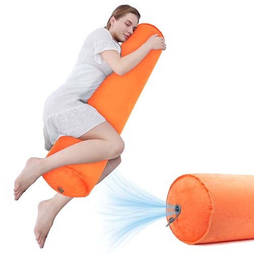 EULANT Inflatable Travel Body Pillow,Inflatable Long Body Pillow for Bed - color: Orange