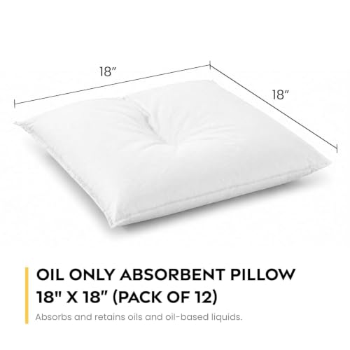 Oil Only Absorbent Pillows 18" x 18" , 48 Unit Pack, Absorbs 2 Gallon Each - color: 18" x 18" Pillows (12-Pack), size: 4