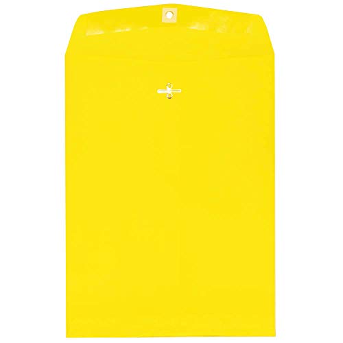 JAM PAPER 9 x 12 Colored Envelopes with Clasp Closure - Yellow Recycled - 10/Pack - color: Yellow, size: Pack of 10