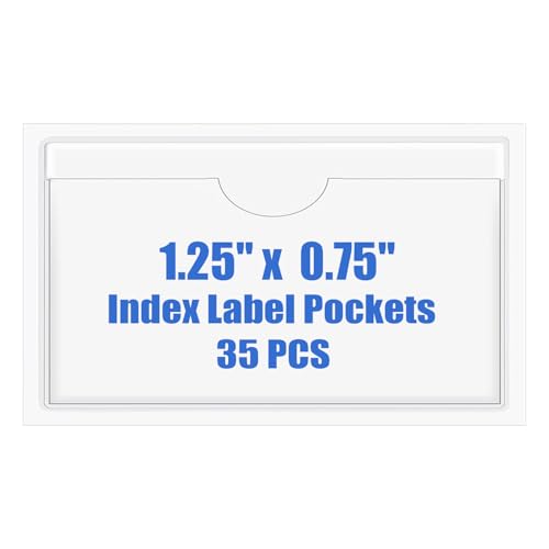 Origin-Joy 35 PCS Self Adhesive Index Card Pockets with Top Open, Clear Plastic Label Holder for Notes, Library and Business, Adhesive Label Pockets & Holder (1.25 x 0.75 inch) - size: 1.25 x 0.75 inch, style: Horizontal