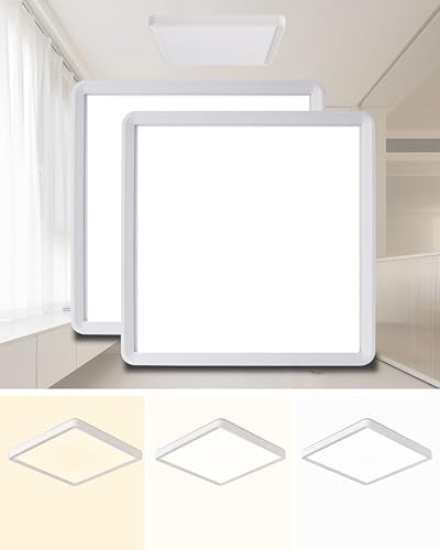 Square Led Flush Mount Ceiling Light,12 Inch 30w 2980lm led Light 3000k,4000k,6000k CCT Selectable,Flat Panel Super Slim Led Ceiling Light Fixture,for Living Dining Kitchen Bedroom Room (2Pack-White) - color: White, size: 12 Inch 2PK Square