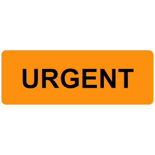 Urgent Stickers, 500/Roll, Fluoro Orange Courier & Handling Labels, 2.8" x 1" (70mm x 25mm), Permanent Adhesive - style: URGENT