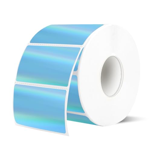 2.25"x1.25" Direct Thermal Labels, Holographic Thermal Printer Labels for Barcode, Self-Adhesive Address Shipping Thermal Label Stickers-1 Roll, 300 Labels, Holographic Blue - color: Holographic Blue, size: 2.25"x1.25"
