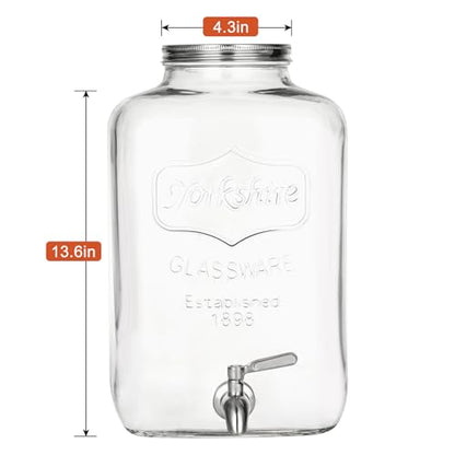 2 Gallon Glass Drink Dispenser - Stainless Steel Leakproof Spigot and Lid, Beverage Glass Drink Dispensers for Parties, Water Beverage Dispenser Liquid Laundry Detergent Dispenser - size: 2 Gallon No Stand