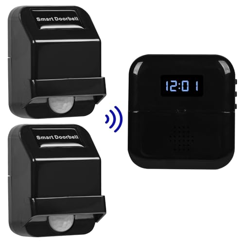 Wireless Motion Sensor Door Chime, Motion Detector Alarm Chimes, Entry Doorbell Indoor Motion Detector Buzzer Monitor for Home, Business, Store, Office (Black0201) - color: Black0201