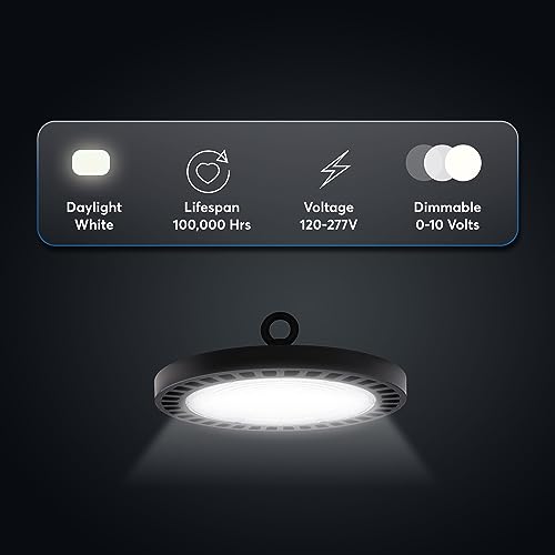 KASTLITE 100W LED Round UFO High Bay Light, 5000K, Dimmable, Bronze - color: 5000K Daylight, size: Small - 14500 Lumens