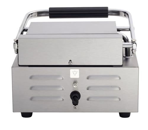Kratos Commercial Electric Panini Sandwich Grill with Grooved Plates, 9" x 9" Cooking Surface, Commercial Countertop Panini Press, 120V, 1750W (29Y-017) - size: Small w/ Grooved Plates