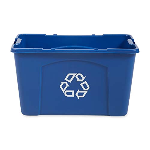 Rubbermaid Commercial Products Recycling Bin - 18 Gallon, Stackable, for Paper and Packaging, Indoor/Outdoor/Garage/Home/Commercial Facilities, Blue - size: 18G
