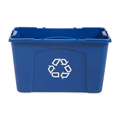 Rubbermaid Commercial Products Recycling Bin - 18 Gallon, Stackable, for Paper and Packaging, Indoor/Outdoor/Garage/Home/Commercial Facilities, Blue - size: 18G
