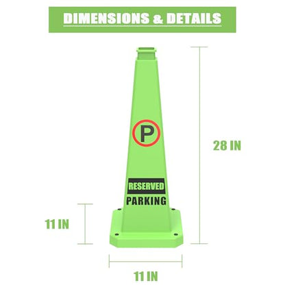 28" Green Reserved Parking Cones 6-Pack with Heavy Base - color: Green, size: 28"