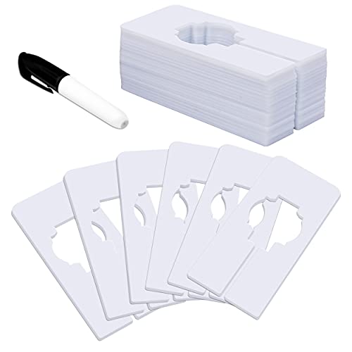 30 PCS Rectangular White Plastic Closet Dividers with a Bonus Marker, Writable and Reusable for Sorting Clothing Size, Color, Size 2” x 5.4’’(Inner Diameter 1.38”) - color: White, size: 30 Pcs