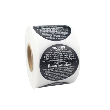 UPSTORE 500 PCS 1.5 inch Black Round Candle Warning Labels - color: Black