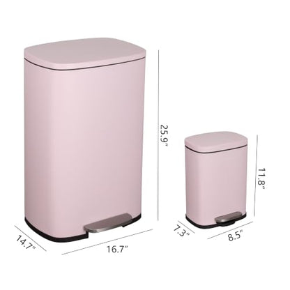 happimess Connor 2-Piece Iron Trash Can, Blush Pink - color: Blush Pink