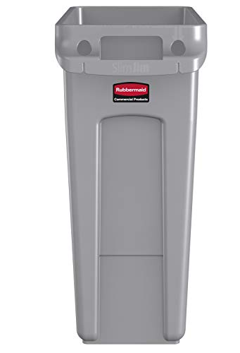 Rubbermaid Commercial Products Slim Jim Can, Gray, 16-Gal, Pack of 4 - color: Gray, size: 16 Gal