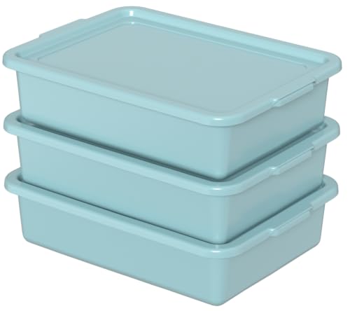 13 L Commercial Bus Tubs with Lid, Stackable Bus Tub Boxes, 3 Pack