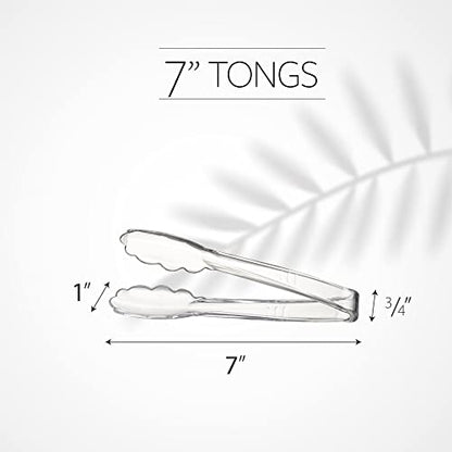 [Clear Tongs 7.5'' Inches] Plasticpro 7.5'' Serving Tongs Heavy Duty Reusable Kitchen and BBQ Clear Serving Tong for party's, Caterings, Events, Buffet, Weddings, And every Day use Pack of 12 - color: Clear, size: 12 x 7.5''