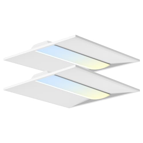 OKQ 2x2 LED Troffer Center Basket Panel,5Color Tunable 3500K/4000K/5000K, Watt Adjustable, 30W/35W/40W-Up to 6000Lumens,0-10V Dimmable Recessed Back-Lit Drop Ceiling Light,ETL Qualified, 2Pack - size: 2x2 2Pack