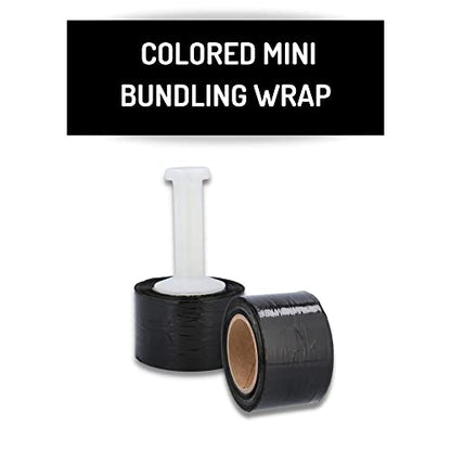 PSBM Dark Black Mini Stretch Wrap with Plastic Handle, 648 Rolls 3 Inch x 1000 Feet 80 Gauge Heavy Duty Plastic Wrap Industrial Strength Shrink Film for Moving, Packing & Shipping - color: Black, size: 648 Rolls
