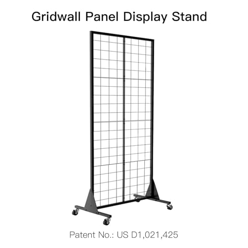 Gridwall Panel Display Stand, 2'x5.5' Heavy Duty Floor Standing Rack with Detachable Girdwall, Movable Silent Wheel, Easy to Transport, Ideal for Retail & Craft Fairs - color: 1