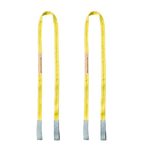 Polyester Web Sling Lifting Straps, 2 Pack 6.5 FT x 1 in Eye and Eye Lifting Slings, Flat Rigging and Hoist Straps, WLL 2200 lb Vertical, 1760 lb Choker, 4400 lb Basket