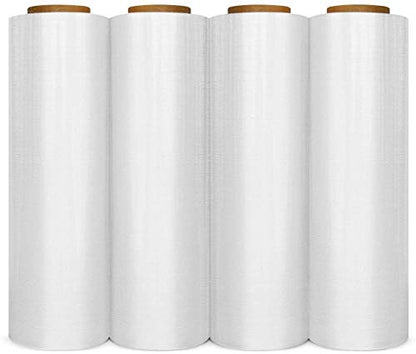 PATRON 18", 1500 SQ FT 80 Gauge Pallet Wrap Stretch Film Shrink Hand Wrap 1500 Squeer Feet 4 Rolls