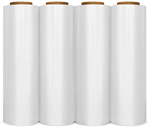 PATRON 18", 1500 SQ FT 80 Gauge Pallet Wrap Stretch Film Shrink Hand Wrap 1500 Squeer Feet 4 Rolls