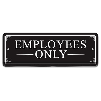“EMPLOYEES ONLY” Acrylic Sign – Waterproof & Fade-Resistant Staff-Only Notice with Strong Adhesive + Pre-Drilled Holes (8.7"x3") | Office, Warehouse, Restricted Areas (Black) - color: Black