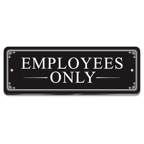 “EMPLOYEES ONLY” Acrylic Sign – Waterproof & Fade-Resistant Staff-Only Notice with Strong Adhesive + Pre-Drilled Holes (8.7"x3") | Office, Warehouse, Restricted Areas (Black) - color: Black