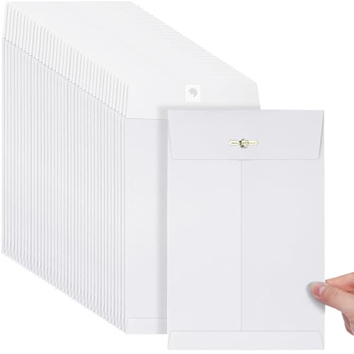 Teling 50 Pcs Manilla Clasp Envelopes Kraft Closure - color: White, size: 6*9