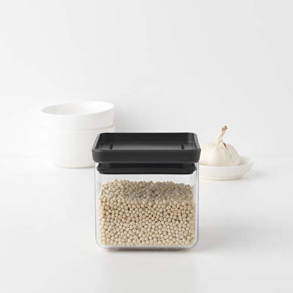 Brabantia Tasty+ Stackable Food Canister (Dark Gray / 0.18 Gal) BPA-Free Space-Saving Durable Jar with Silicone Seal Lid for Freshness (Pack of 2) - color: Dark Gray, size: 0.7 qt (Pack of 2)