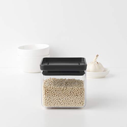 Brabantia Tasty+ Stackable Food Canister (Dark Gray / 0.18 Gal) BPA-Free Space-Saving Durable Jar with Silicone Seal Lid for Freshness (Pack of 2) - color: Dark Gray, size: 0.7 qt (Pack of 2)