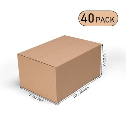 10x7x5 Shipping Boxes Set of 40, Kraft Boxes Mailers for Small Business - color: Brown Shipping Box, size: 10x7x5 Box