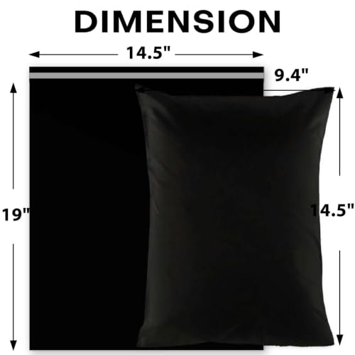 Poly Mailers 14.5x19 In 100 Pack Self Seal Shipping Envelope Bags Pink (Black, 14.5x19 100pcs) - color: Black