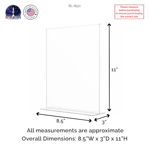 Marketing Holders Sign Holder for 8.5" x 11" Signs Elegant Double Sided Table Number Display Clear Acrylic Place Card Stand for Parties Wedding Receptions and Catered Events Bottom Load - size: 8.5"W x 11"H Bottom Load