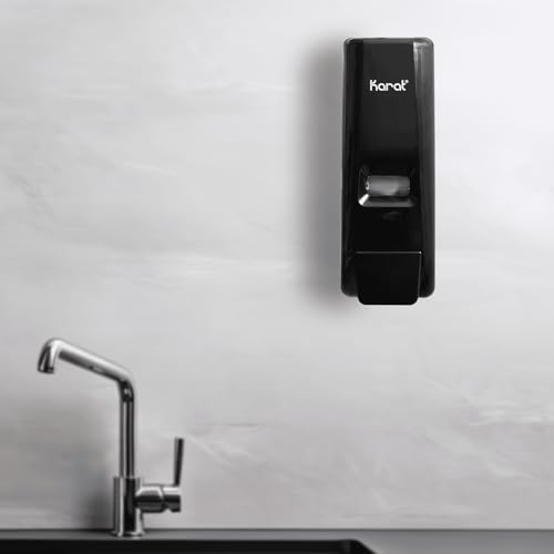 Karat Black Wall Mount/Stand Hand Soap Dispenser - 13.5 oz Refillable Liquid Soap Dispenser for Bathroom, Commercial Use-Compatible - 1 Unit, JSD-HSL01B