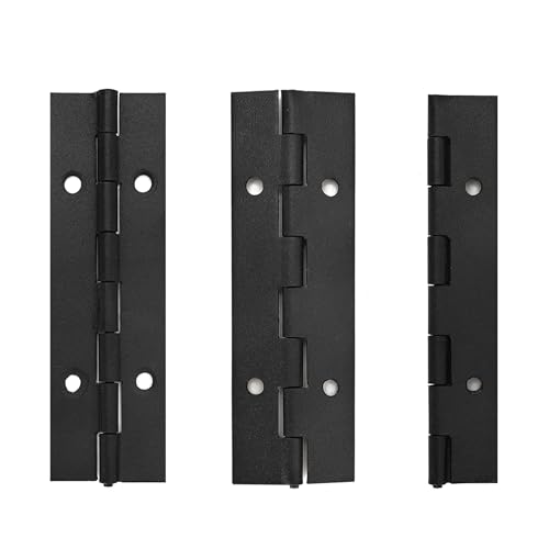 6 Pack Continuous & Piano Hinges,4 inches Black 304 Stainless Steel Hinges 0.04" Thickness Heavy Duty Continuous Hinges with Holes for Pianos，Door，Wooden Boxes，Cabinet. (4inch/10cm) - size: 4inch