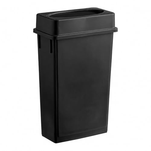 23 Gallon Slim Rectangular Commercial Trash Can, Heavy Duty Plastic Indoor Waste Bin for Kitchen, Office, Restaurant, School, Restroom & Janitorial Use (Black, with Lid) - color: Black