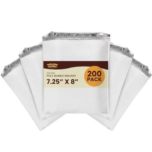 The Boxery 7.25x8" #CD Poly Bubble Mailers 200 Pack, Padded Envelopes, Self Seal, Waterproof Shipping Bags for Shipping & Packaging - size: #CD 7.25'' x 8'' (200)