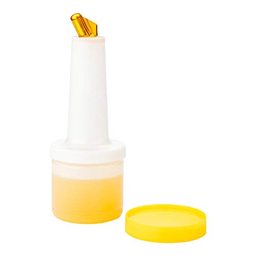 Restaurantware Plastic Storage Container Bottle, Quick Pour, 0.5 qt - color: Yellow, size: 16 Ounces