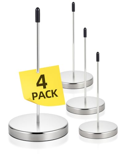 4 Pcs Desk Receipt Holder - Bill Fork Ticket Spike, Restaurant Check Spindle, Memo Holder Silver - color: 4 Pack Ticket Holder Silver