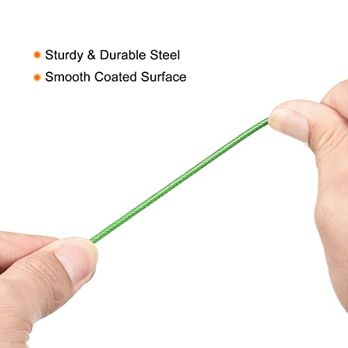 PATIKIL Security Steel Cable 2.5mm x 0.5m/1.64ft Coated Luggage Lock Wire Rope with Double Loop Green 2 Pack - color: Green, size: 2.5mmx0.5m