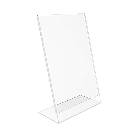 FixtureDisplays® 1PK 5.5 x 8.5" Clear Acrylic Sign Holder with Slant Back Design Portrait, Vertical Picture Frame 19780-5.5X8.5-Clear-NF